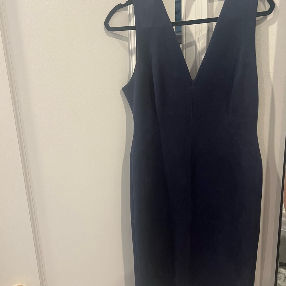 BCBG Navy Suede Sleeveless Dress